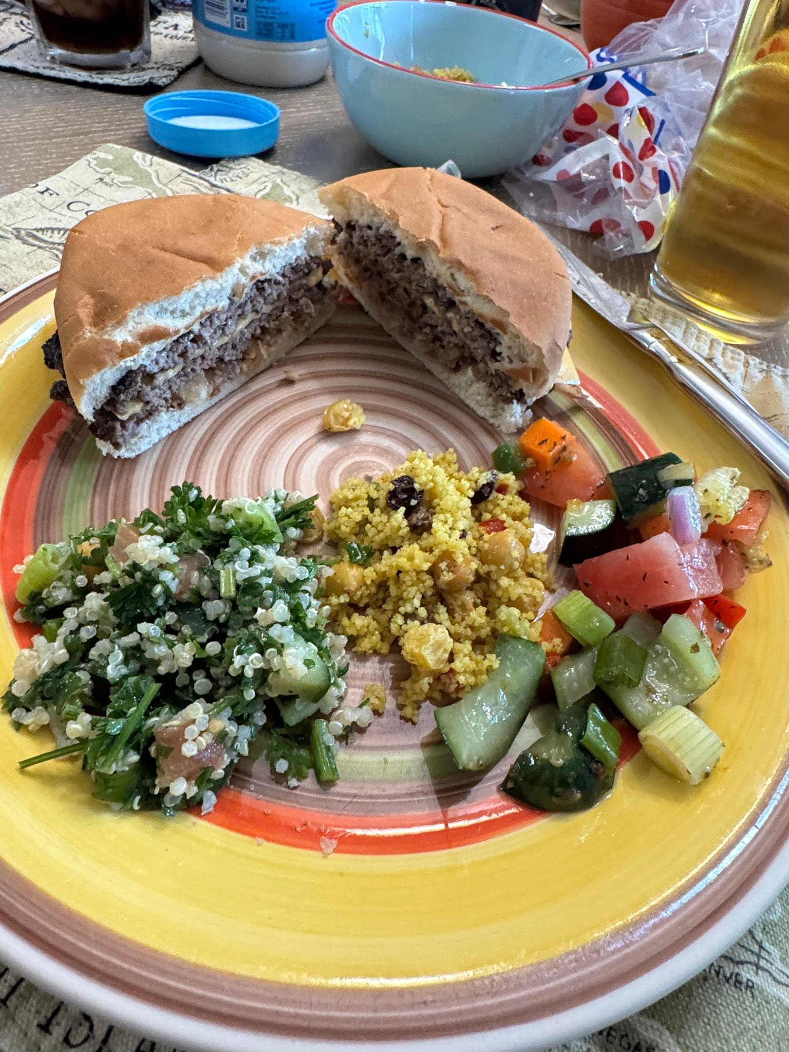 Lunch Time Vibes!! Next it’s movie time!!! 

Yummy Yummy!! Smashburgers!! Mediterranean Sides!! Pistachio Baklava!!!

Sunday Reset is nice!!!