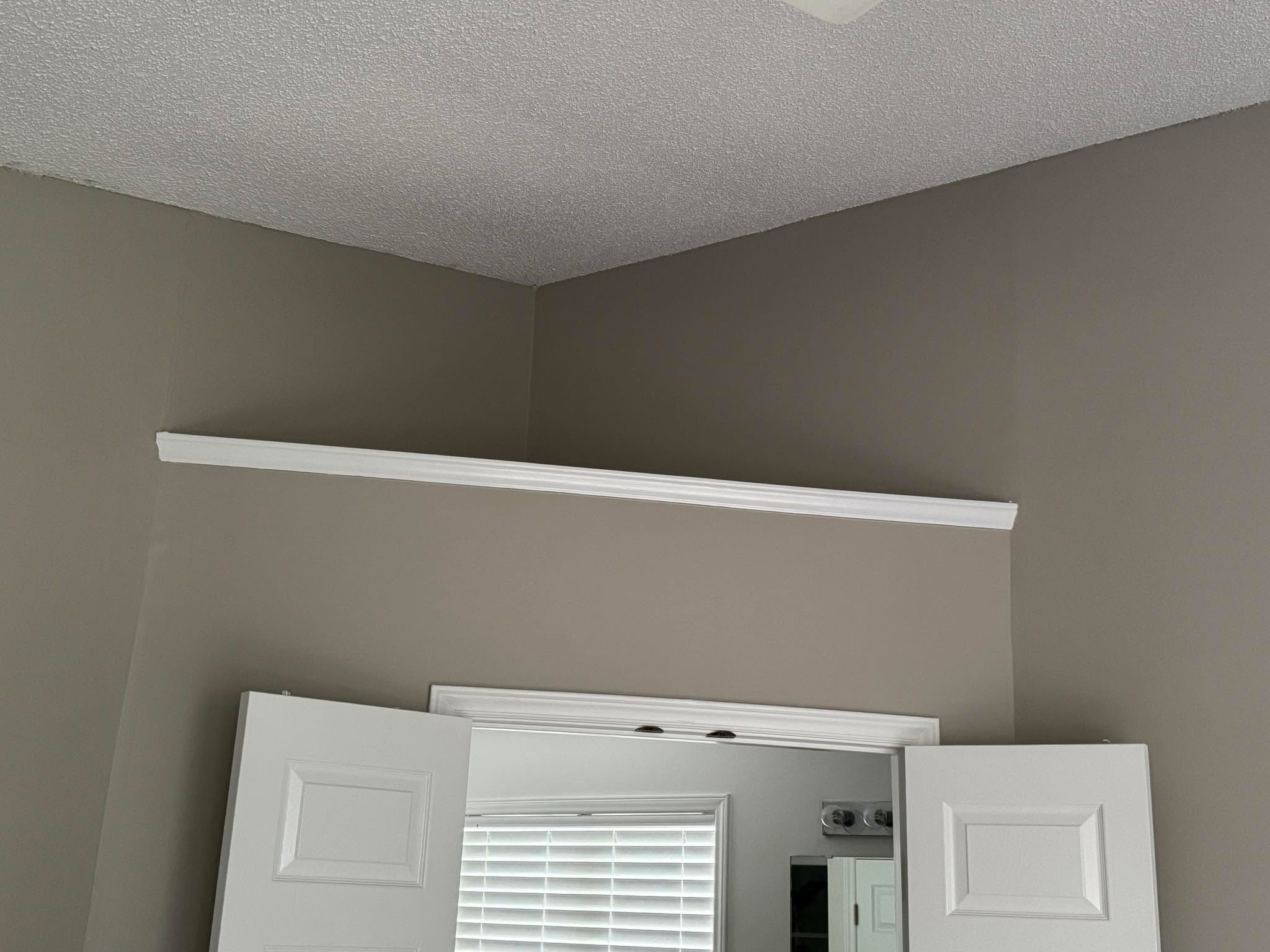 Ok Home Decor Peeps - I know some of you are amazing at visualizing spaces…

This is the most useless space in the entire house LOL and I don’t know what to do with it:

A - Just keep it empty 
B - Put something there (I need ideas for this option - I’m also not climbing a ladder to regularly dust it either) 

Sneak Peek at the new Master Bedroom color too!! 😻😻😻

#houseremodeling #HomeDecorIdeas #HomeImprovement
